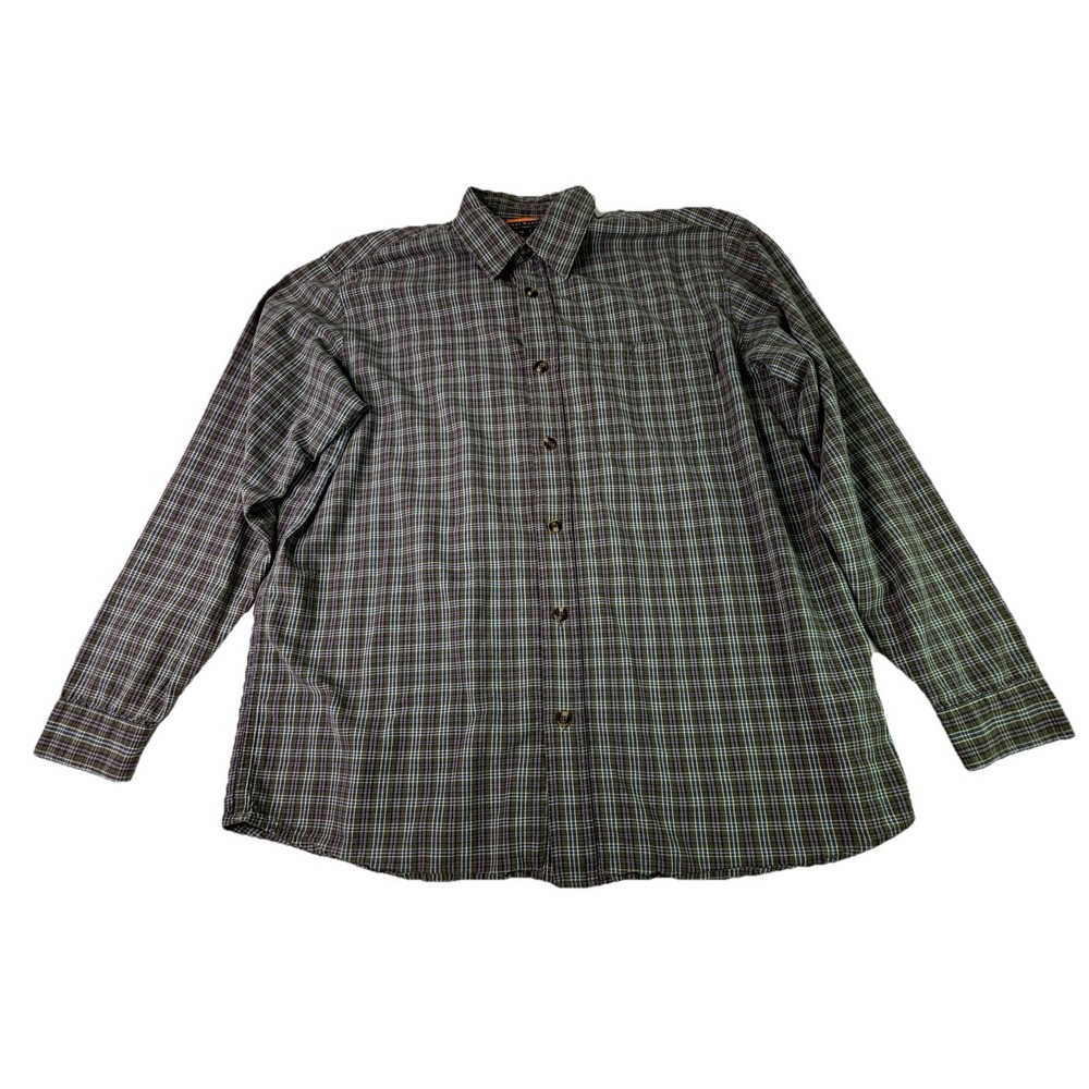 Royal Robbins Shirt Mens Large Green Long Sleeve Button Up Check Plaid Outdoors - Picture 2 of 10